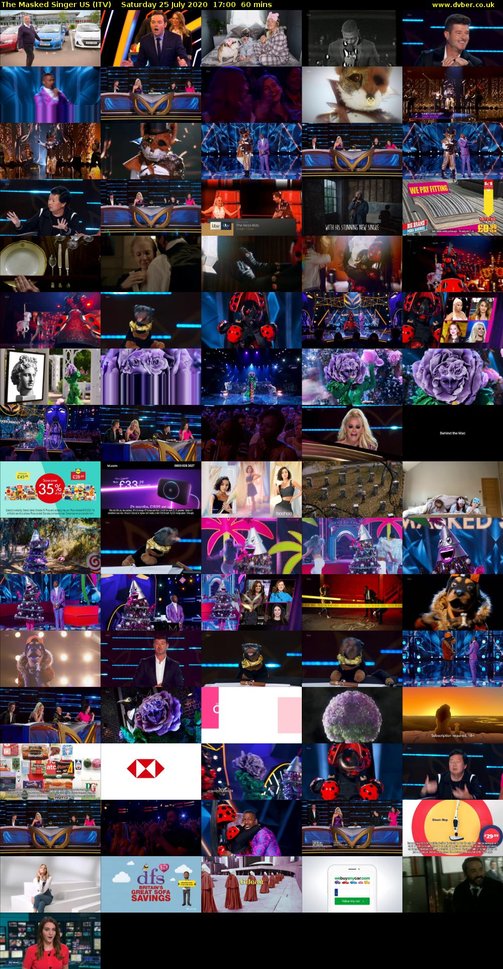 The Masked Singer US (ITV) Saturday 25 July 2020 17:00 - 18:00