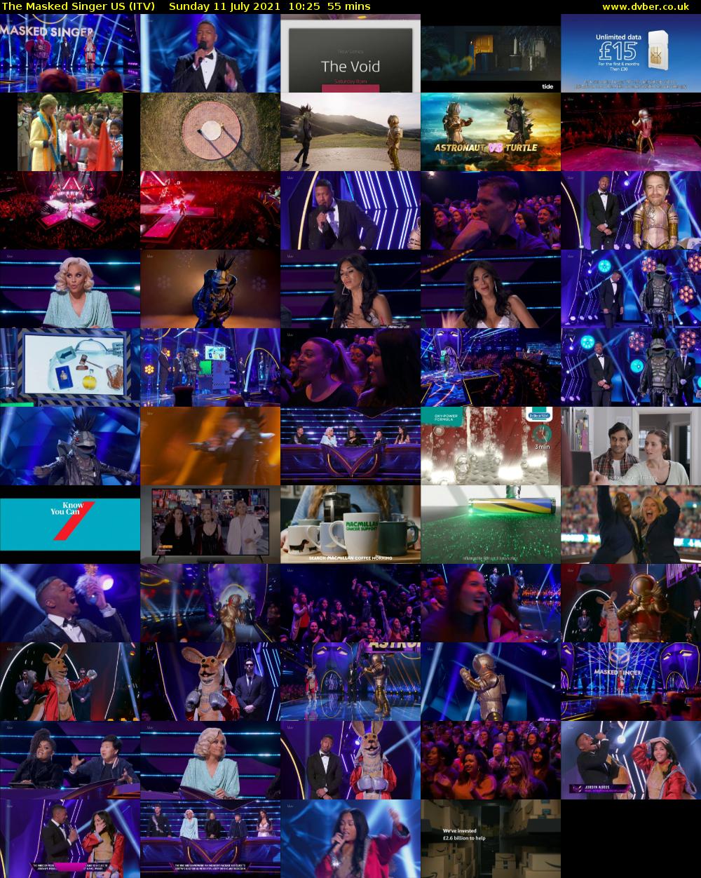 The Masked Singer US (ITV) Sunday 11 July 2021 10:25 - 11:20