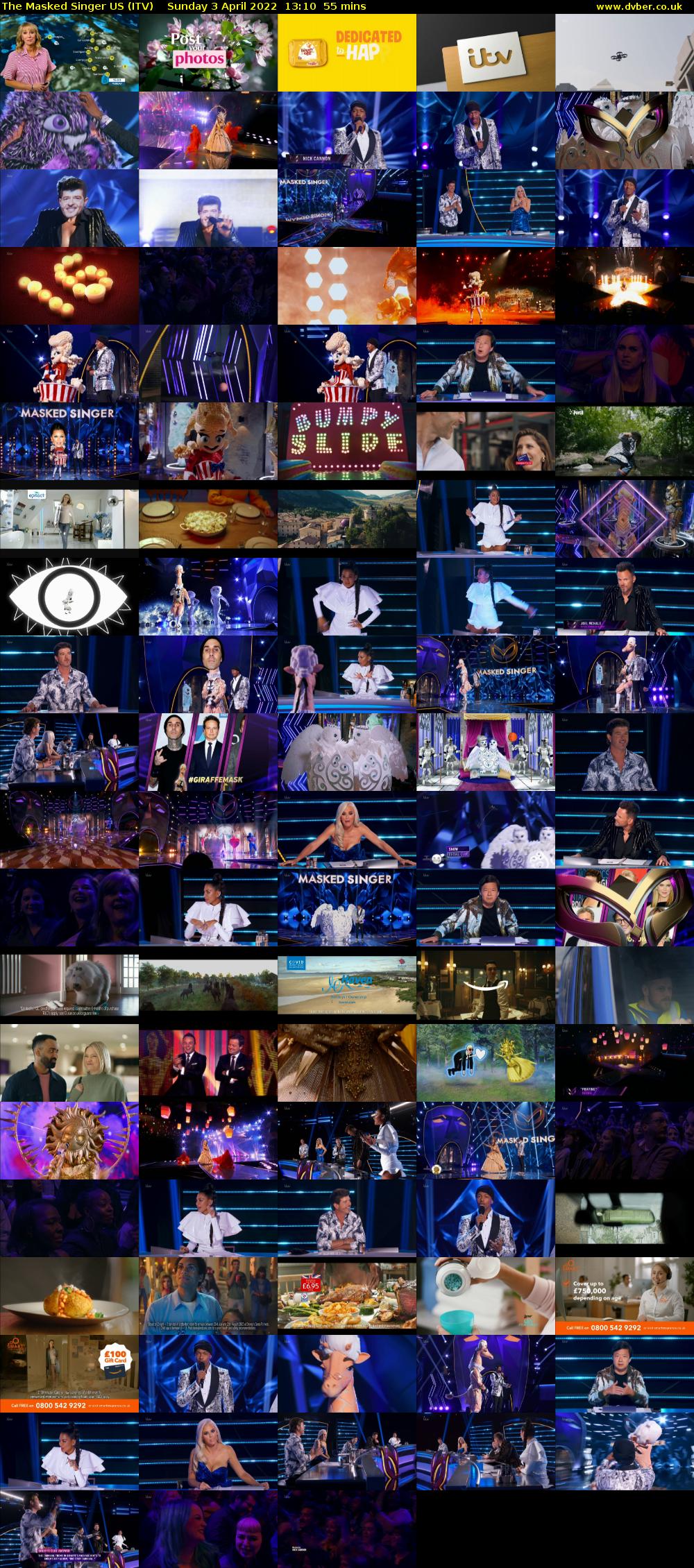 The Masked Singer US (ITV) Sunday 3 April 2022 13:10 - 14:05