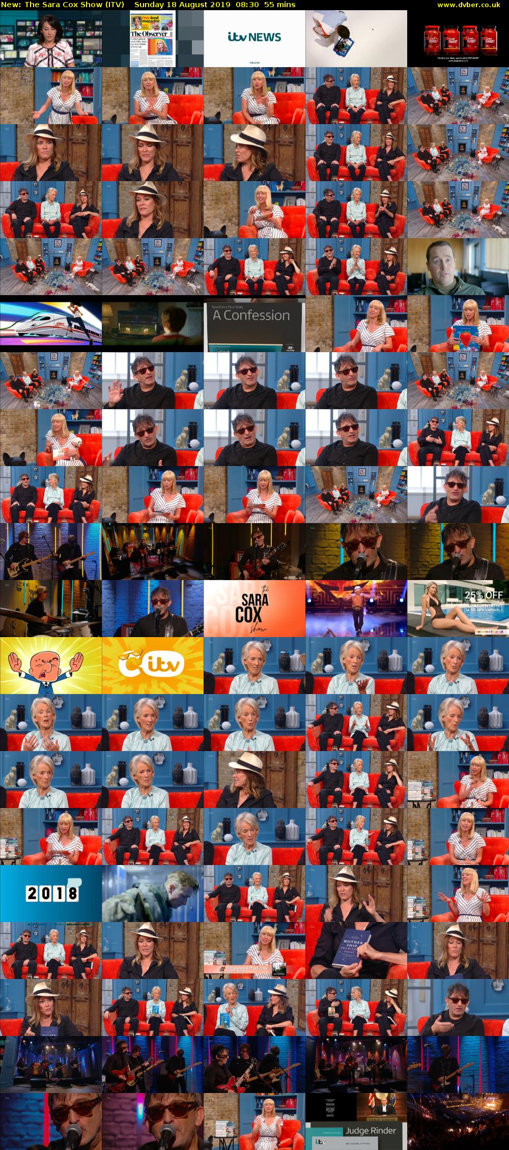 The Sara Cox Show (ITV) Sunday 18 August 2019 08:30 - 09:25