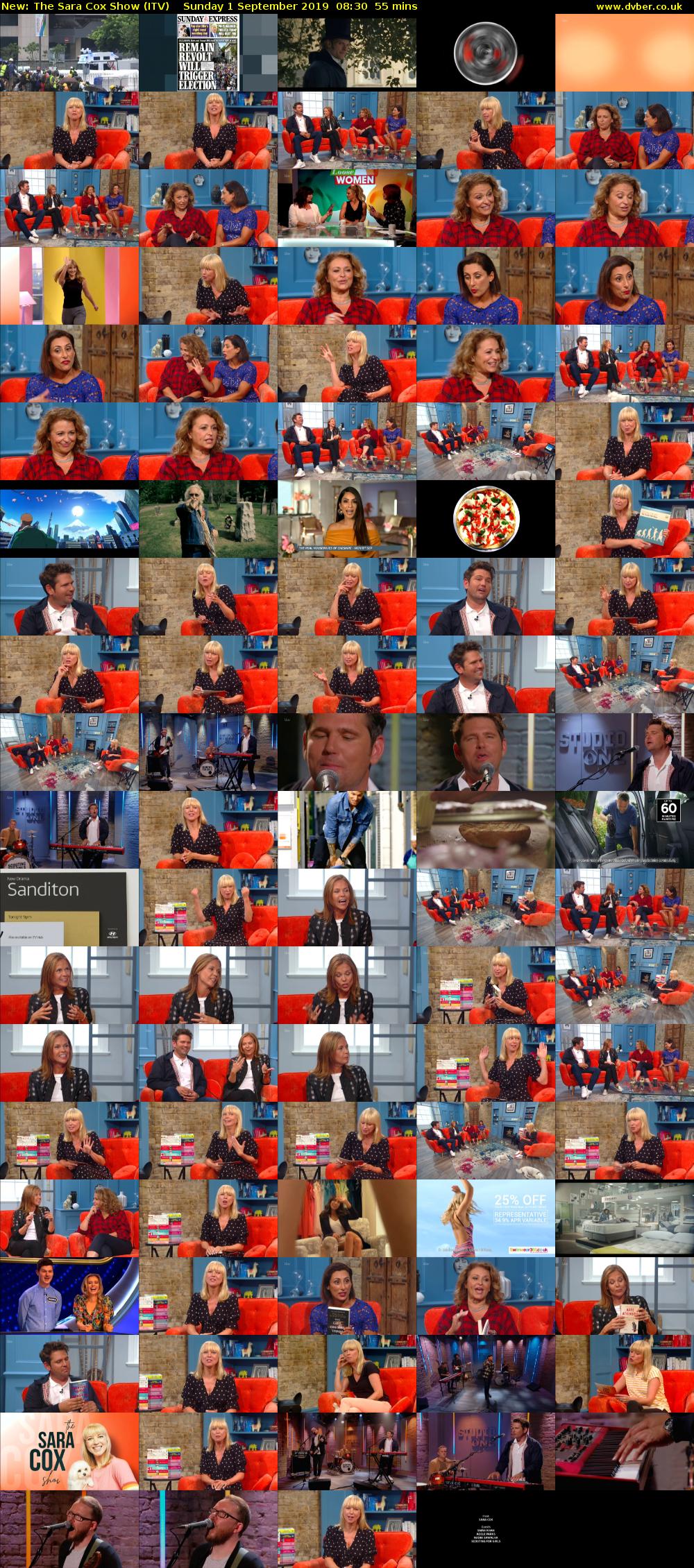 The Sara Cox Show (ITV) Sunday 1 September 2019 08:30 - 09:25