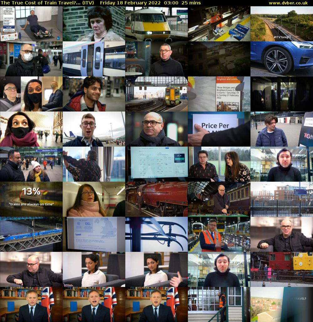 The True Cost of Train Travel?... (ITV) Friday 18 February 2022 03:00 - 03:25