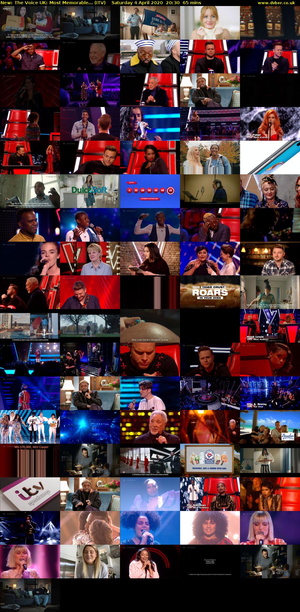 The Voice UK: Most Memorable... (ITV) Saturday 4 April 2020 20:30 - 21:35