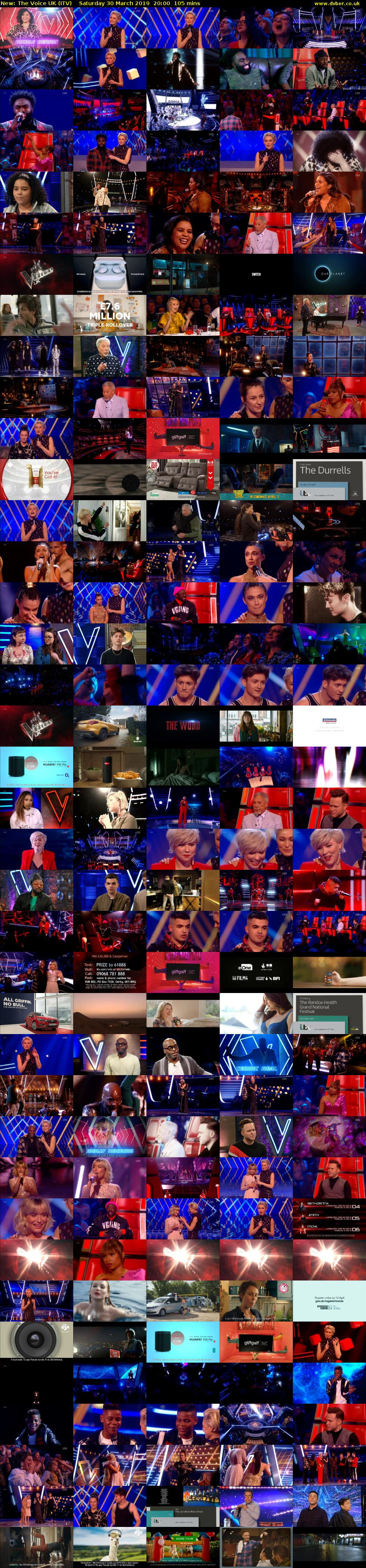 The Voice UK (ITV) Saturday 30 March 2019 20:00 - 21:45
