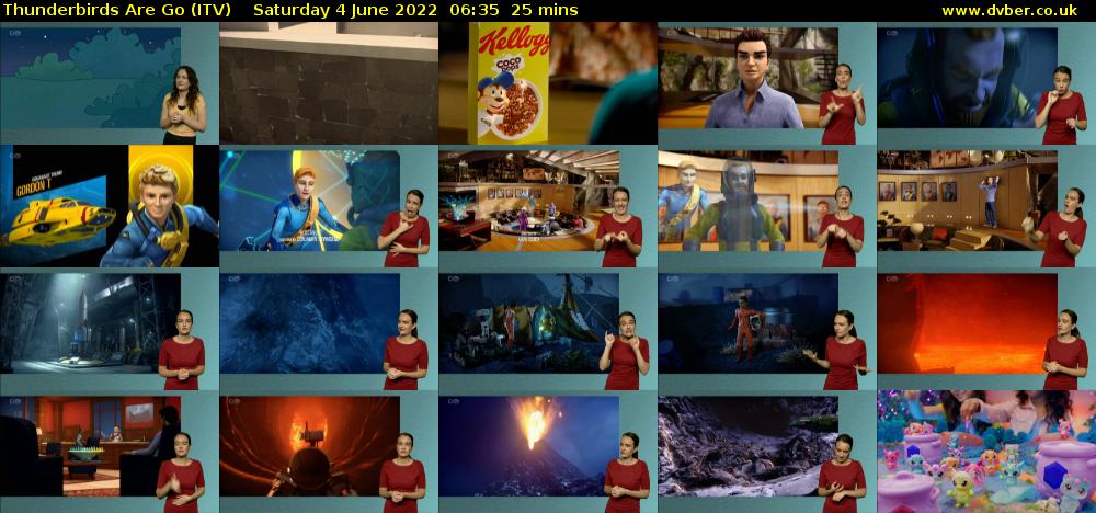 Thunderbirds Are Go (ITV) Saturday 4 June 2022 06:35 - 07:00