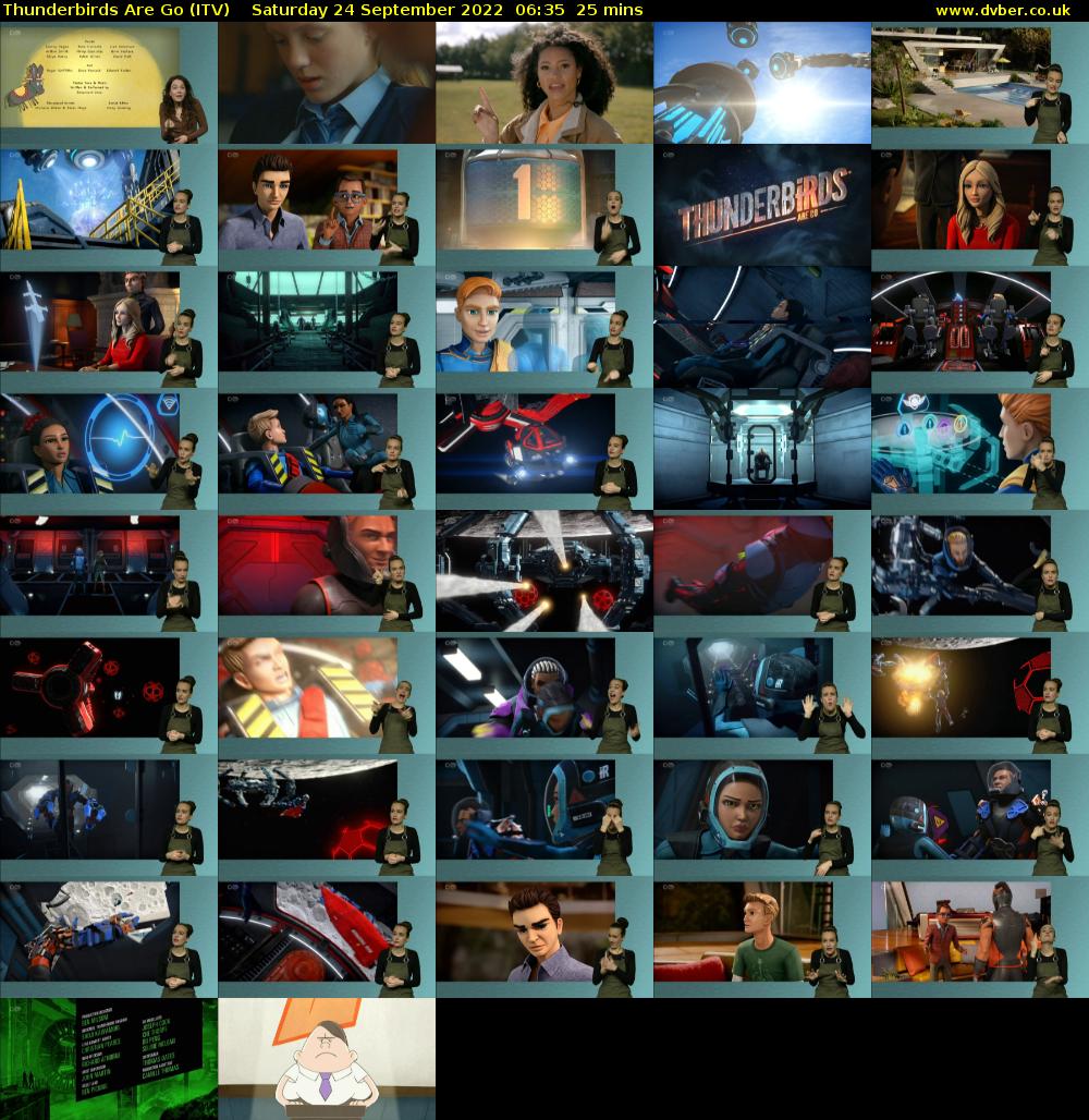 Thunderbirds Are Go (ITV) Saturday 24 September 2022 06:35 - 07:00