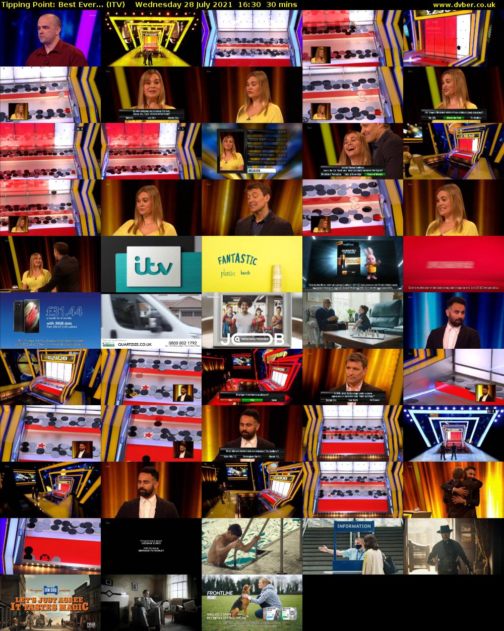 Tipping Point: Best Ever... (ITV) Wednesday 28 July 2021 16:30 - 17:00