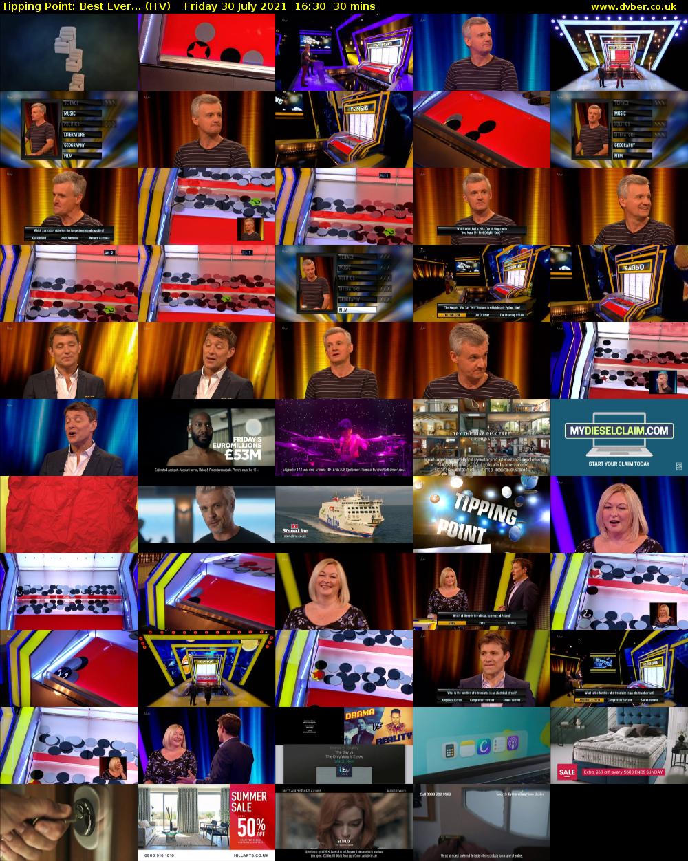 Tipping Point: Best Ever... (ITV) Friday 30 July 2021 16:30 - 17:00