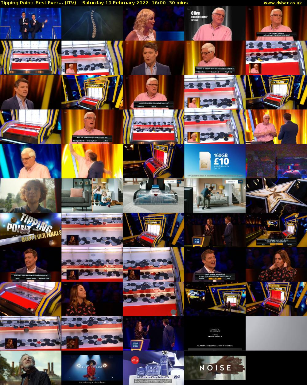 Tipping Point: Best Ever... (ITV) Saturday 19 February 2022 16:00 - 16:30