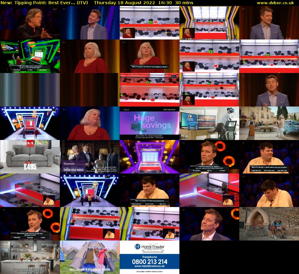 Tipping Point: Best Ever... (ITV) Thursday 18 August 2022 16:30 - 17:00
