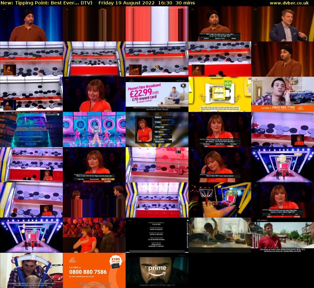 Tipping Point: Best Ever... (ITV) Friday 19 August 2022 16:30 - 17:00