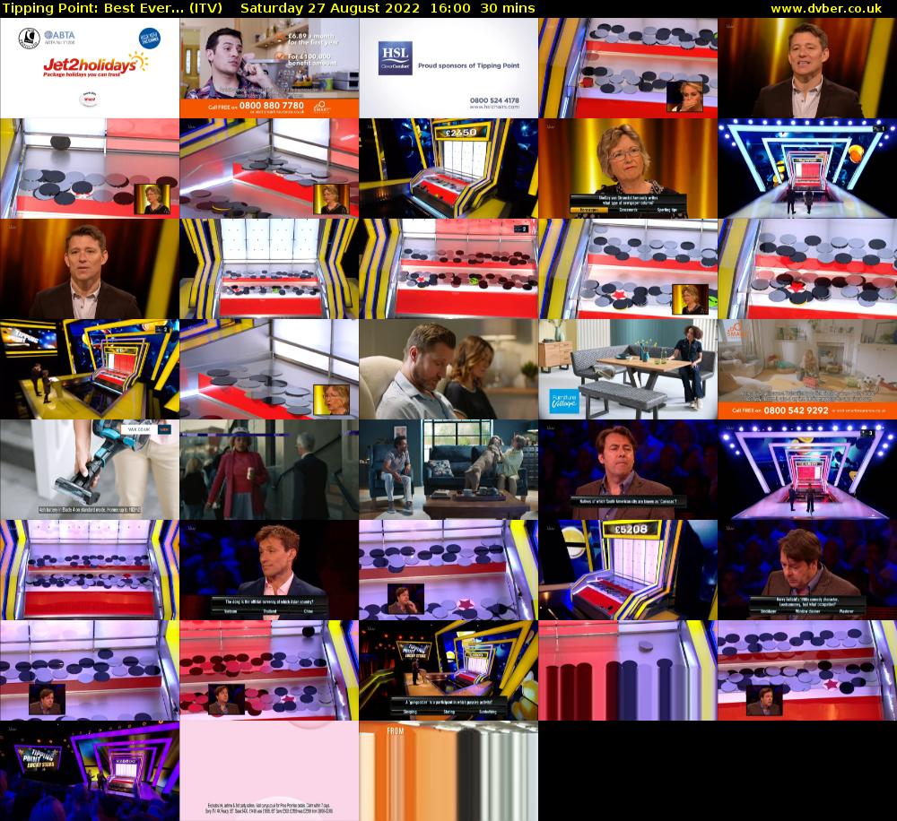 Tipping Point: Best Ever... (ITV) Saturday 27 August 2022 16:00 - 16:30