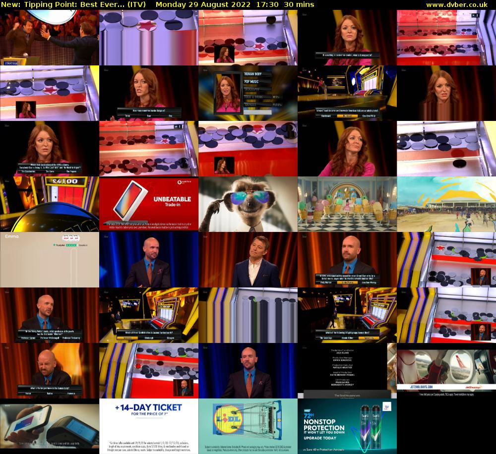 Tipping Point: Best Ever... (ITV) Monday 29 August 2022 17:30 - 18:00