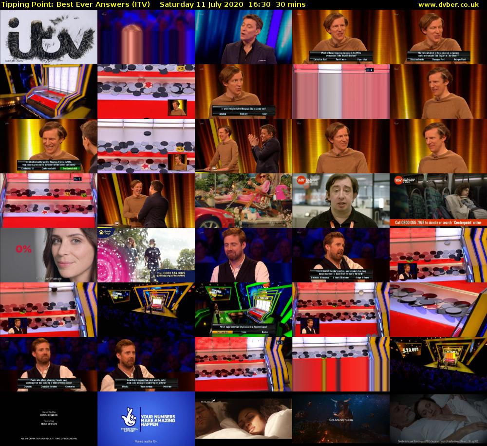 Tipping Point: Best Ever Answers (ITV) Saturday 11 July 2020 16:30 - 17:00