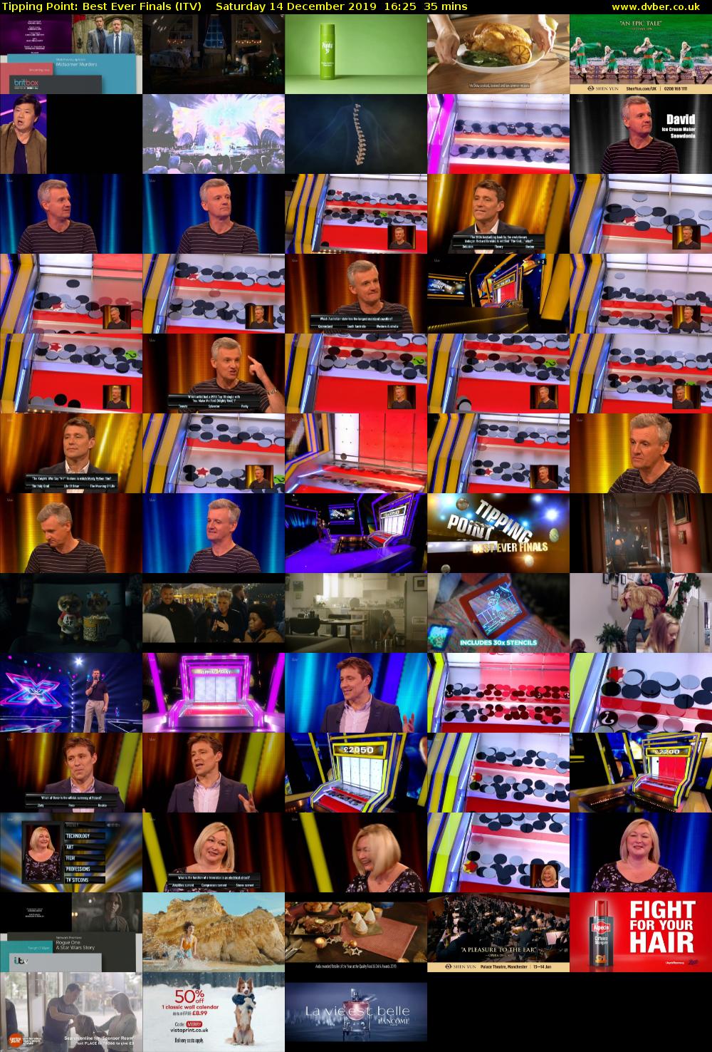 Tipping Point: Best Ever Finals (ITV) Saturday 14 December 2019 16:25 - 17:00