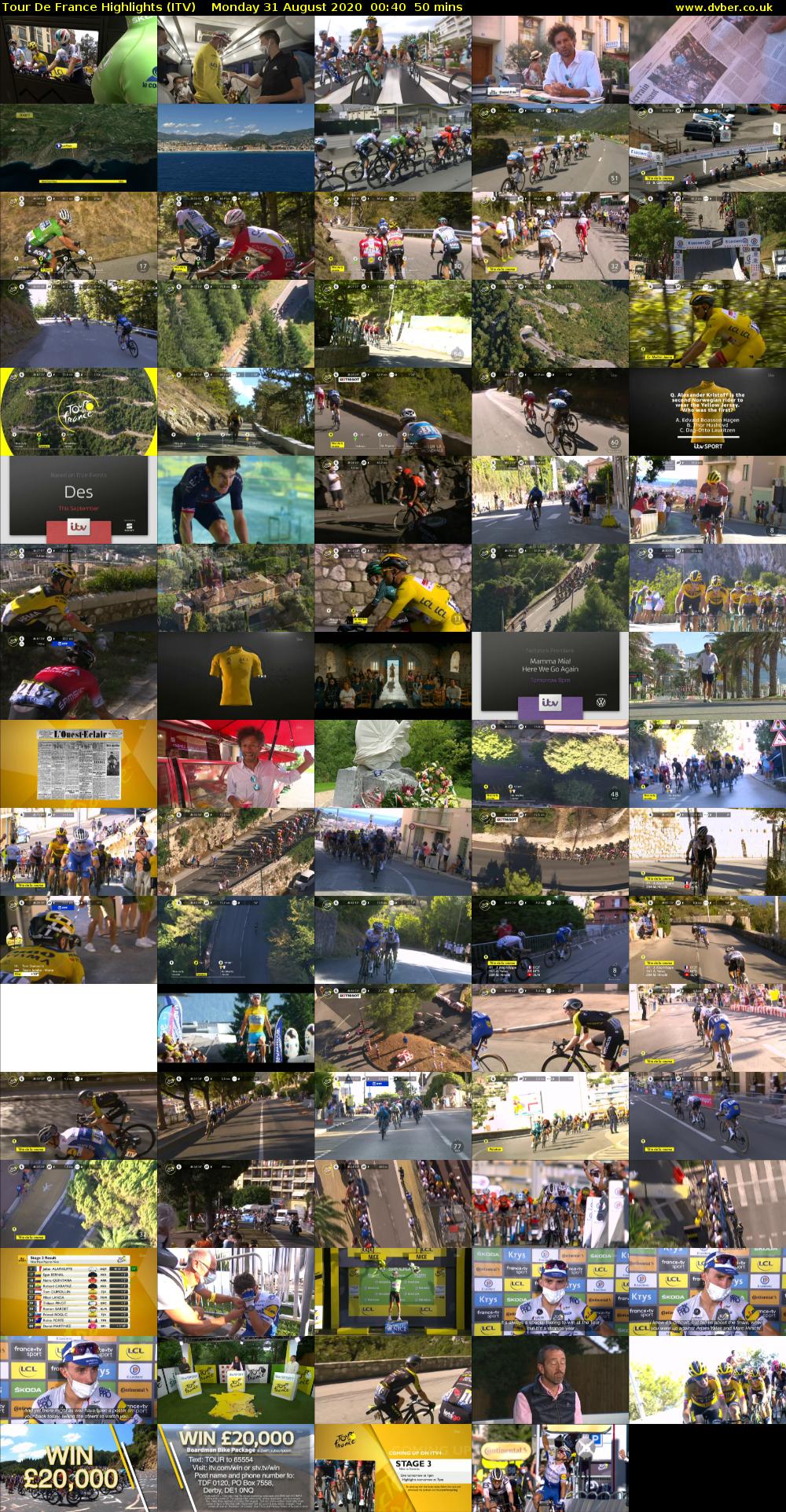 Tour De France Highlights (ITV) Monday 31 August 2020 00:40 - 01:30