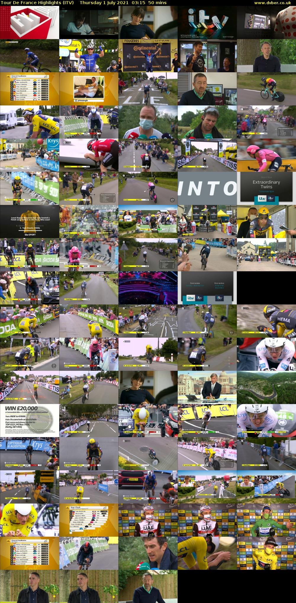 Tour De France Highlights (ITV) Thursday 1 July 2021 03:15 - 04:05