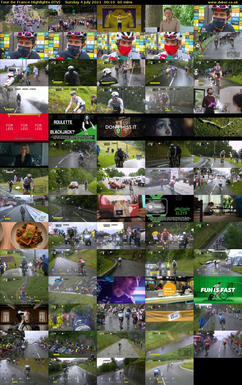 Tour De France Highlights (ITV) Sunday 4 July 2021 00:10 - 01:10