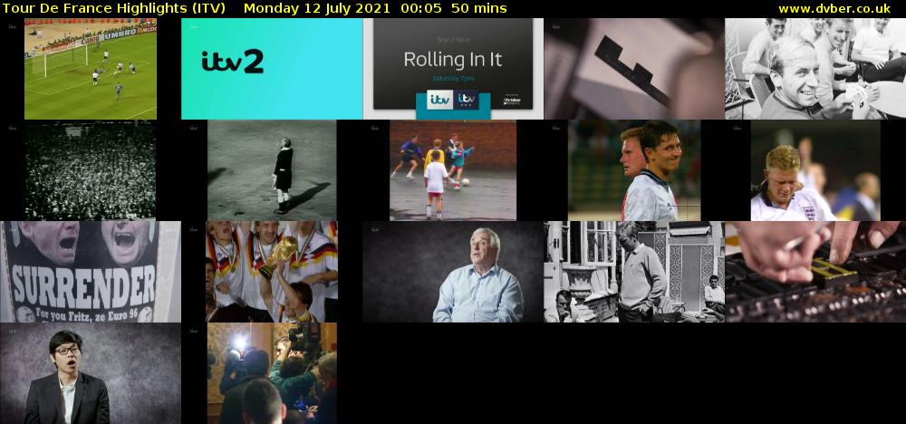 Tour De France Highlights (ITV) Monday 12 July 2021 00:05 - 00:55