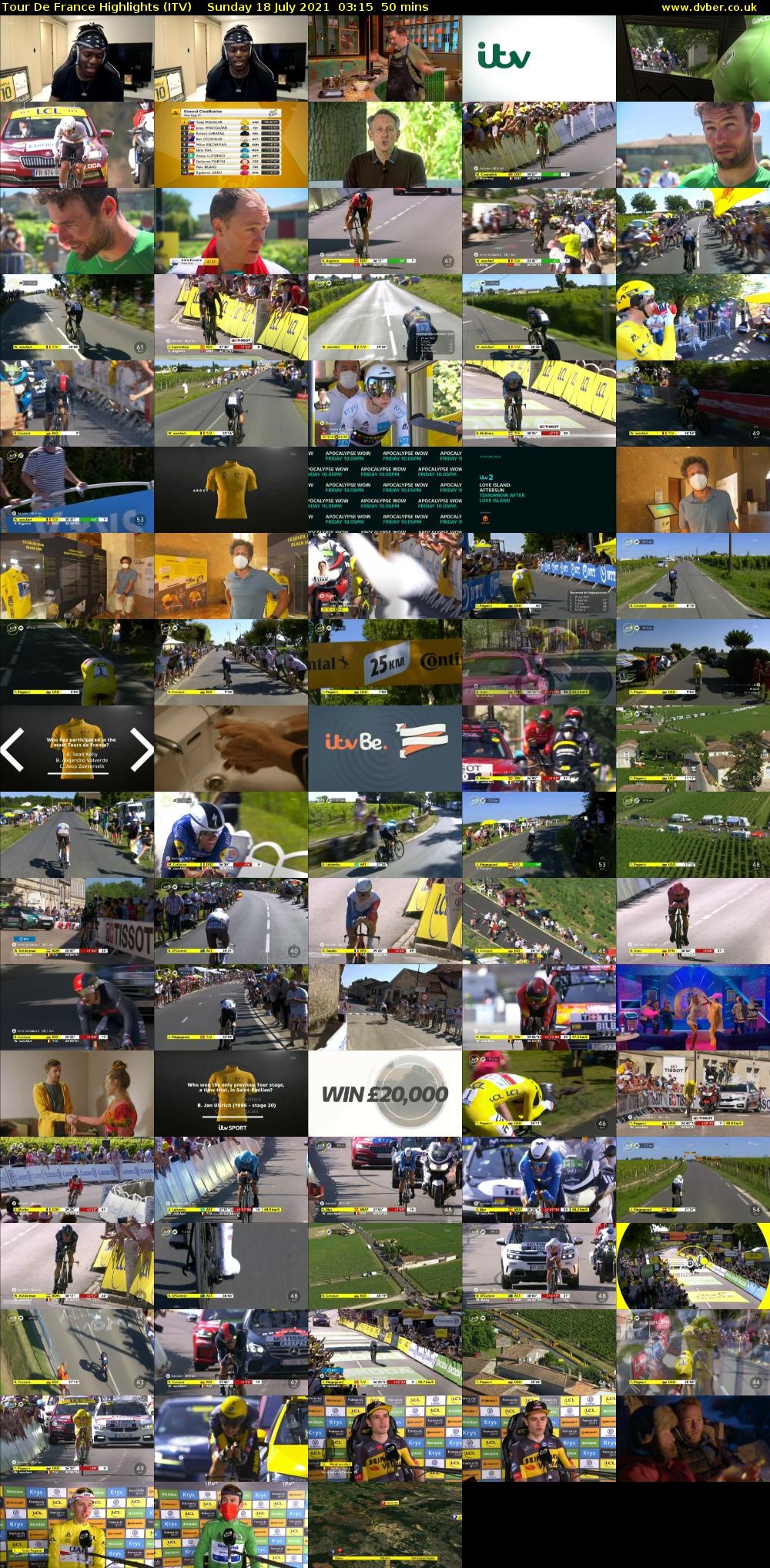 Tour De France Highlights (ITV) Sunday 18 July 2021 03:15 - 04:05