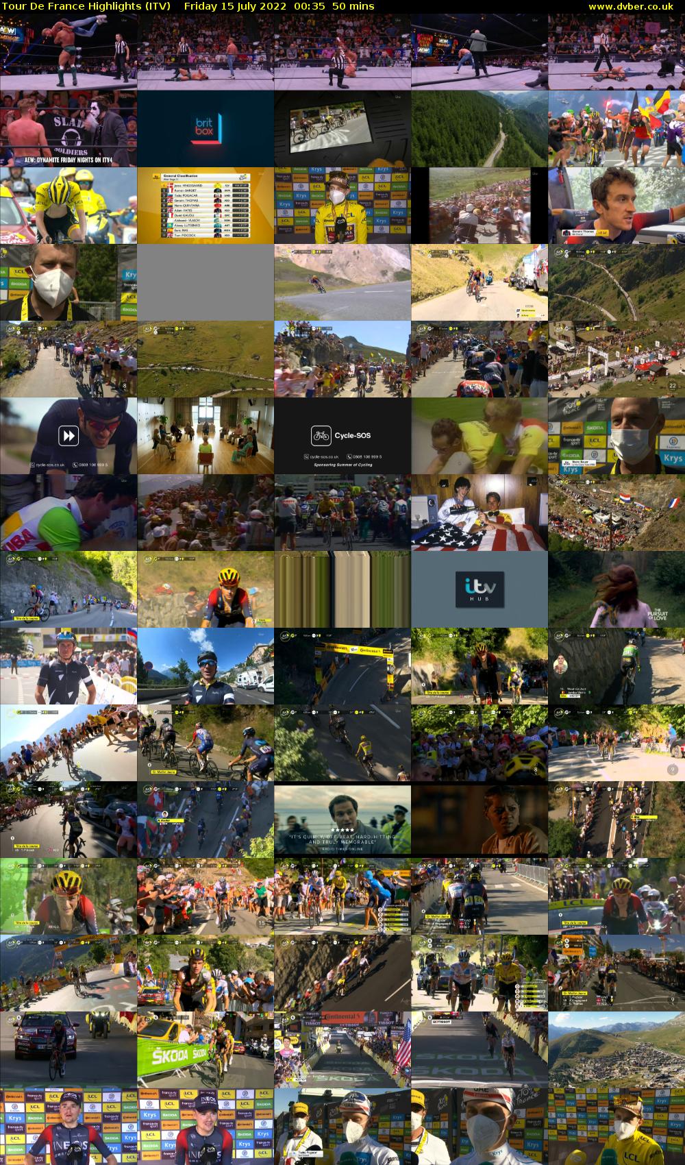 Tour De France Highlights (ITV) Friday 15 July 2022 00:35 - 01:25