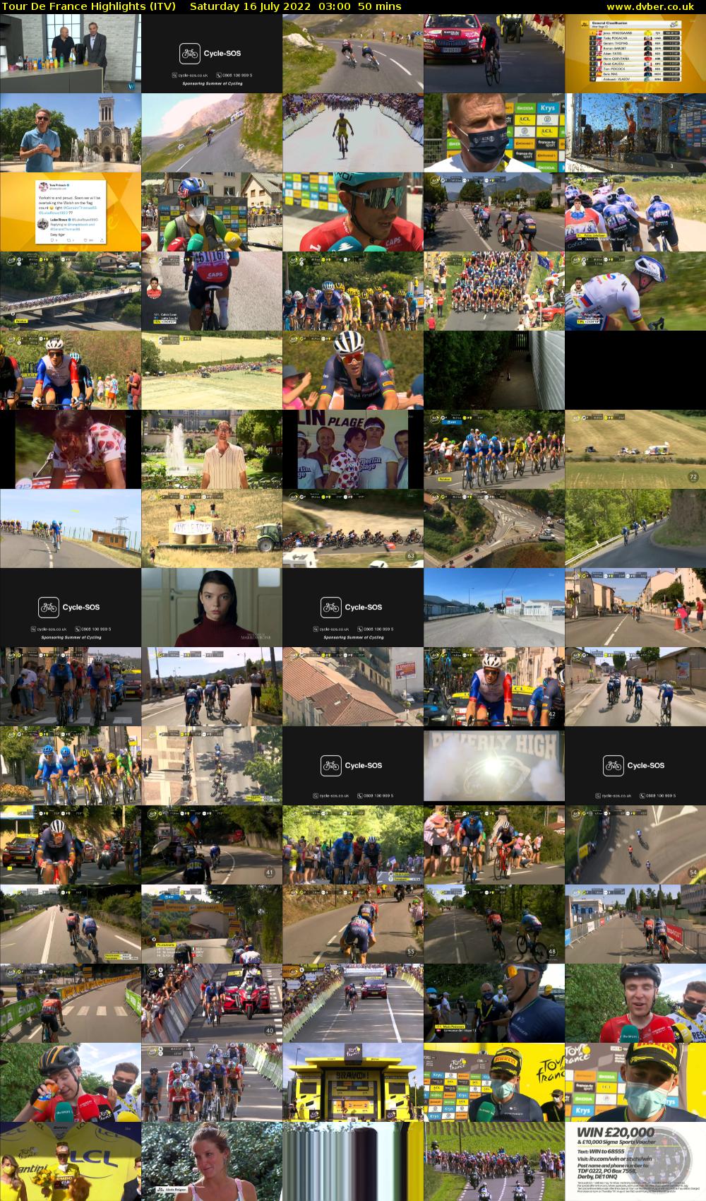 Tour De France Highlights (ITV) Saturday 16 July 2022 03:00 - 03:50