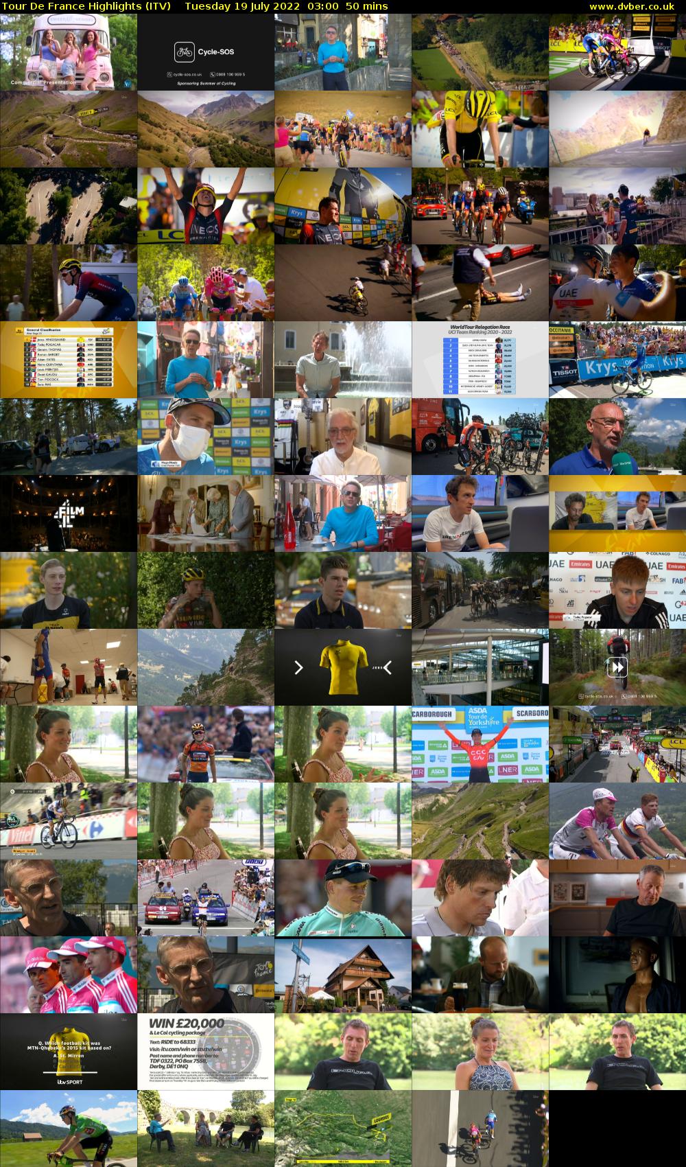 Tour De France Highlights (ITV) Tuesday 19 July 2022 03:00 - 03:50