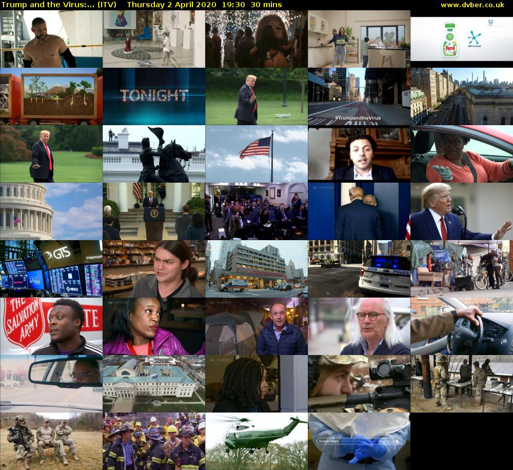 Trump and the Virus:... (ITV) Thursday 2 April 2020 19:30 - 20:00