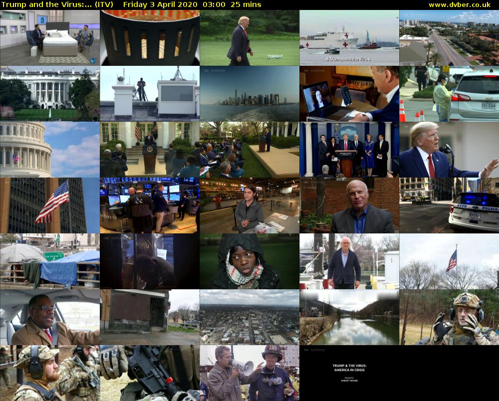 Trump and the Virus:... (ITV) Friday 3 April 2020 03:00 - 03:25