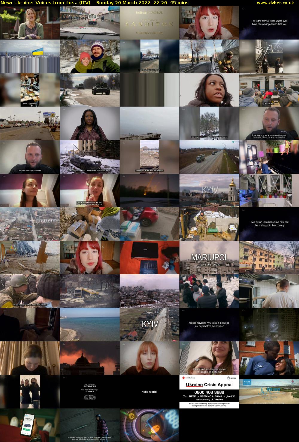 Ukraine: Voices from the... (ITV) Sunday 20 March 2022 22:20 - 23:05