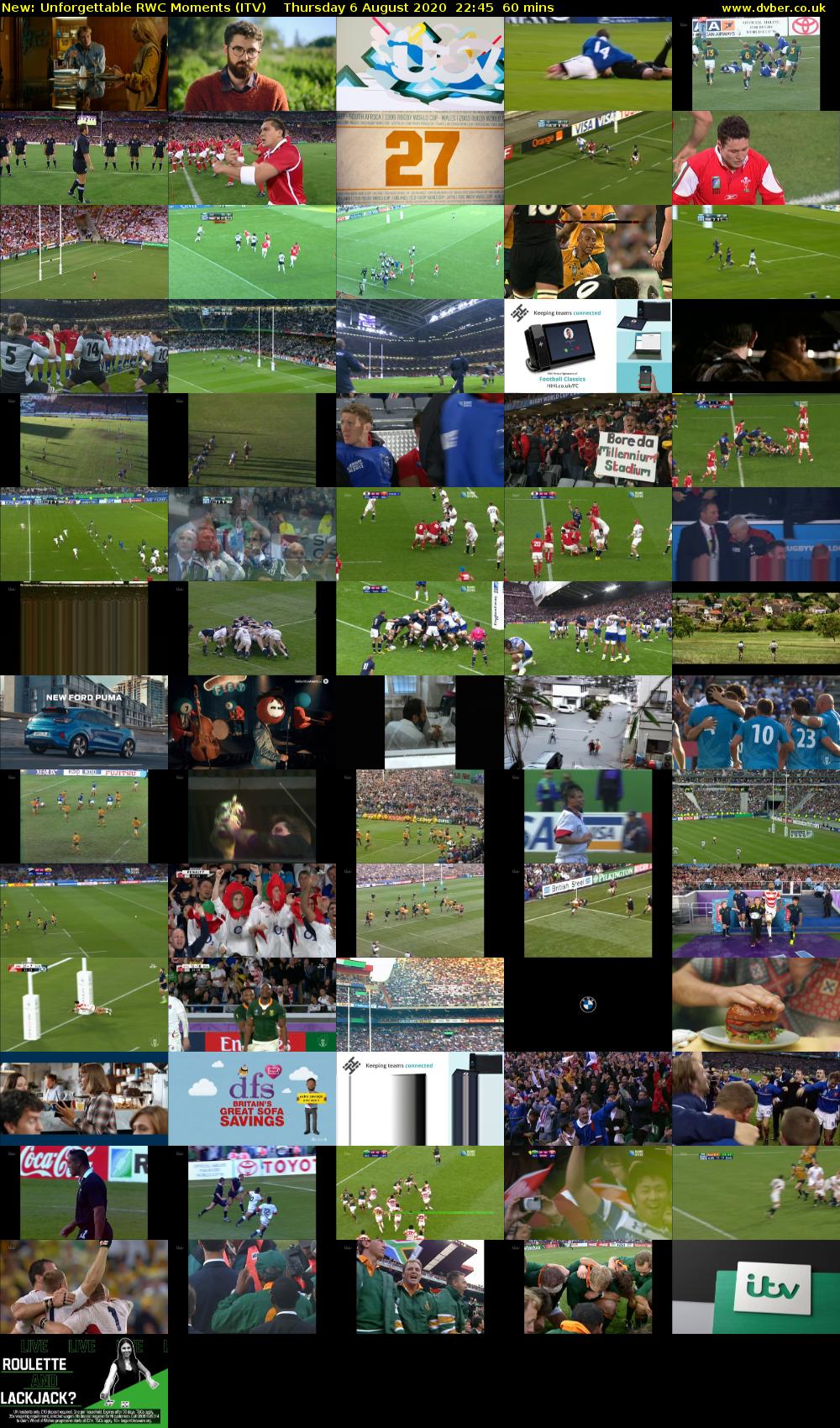 Unforgettable RWC Moments (ITV) Thursday 6 August 2020 22:45 - 23:45