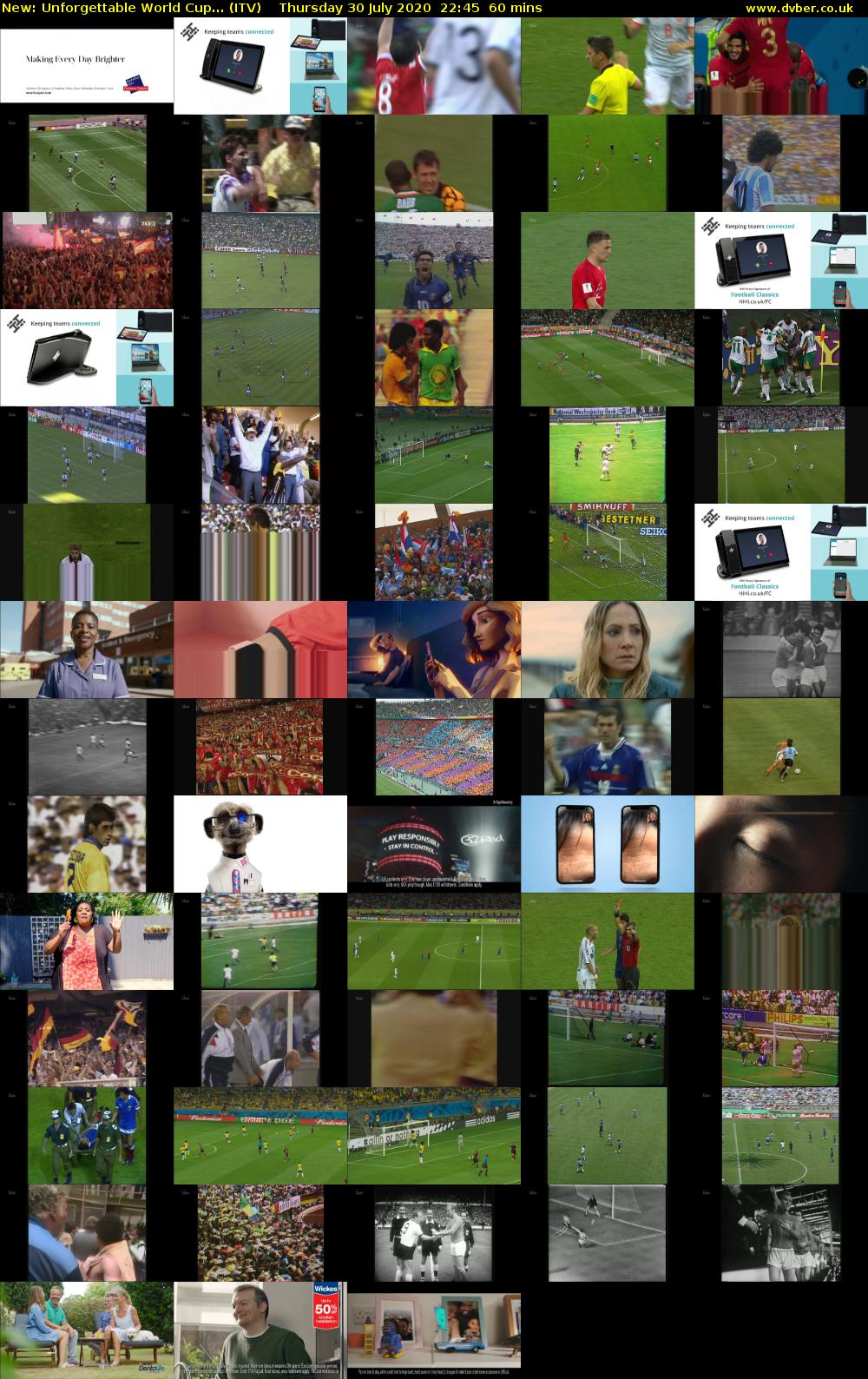 Unforgettable World Cup... (ITV) Thursday 30 July 2020 22:45 - 23:45