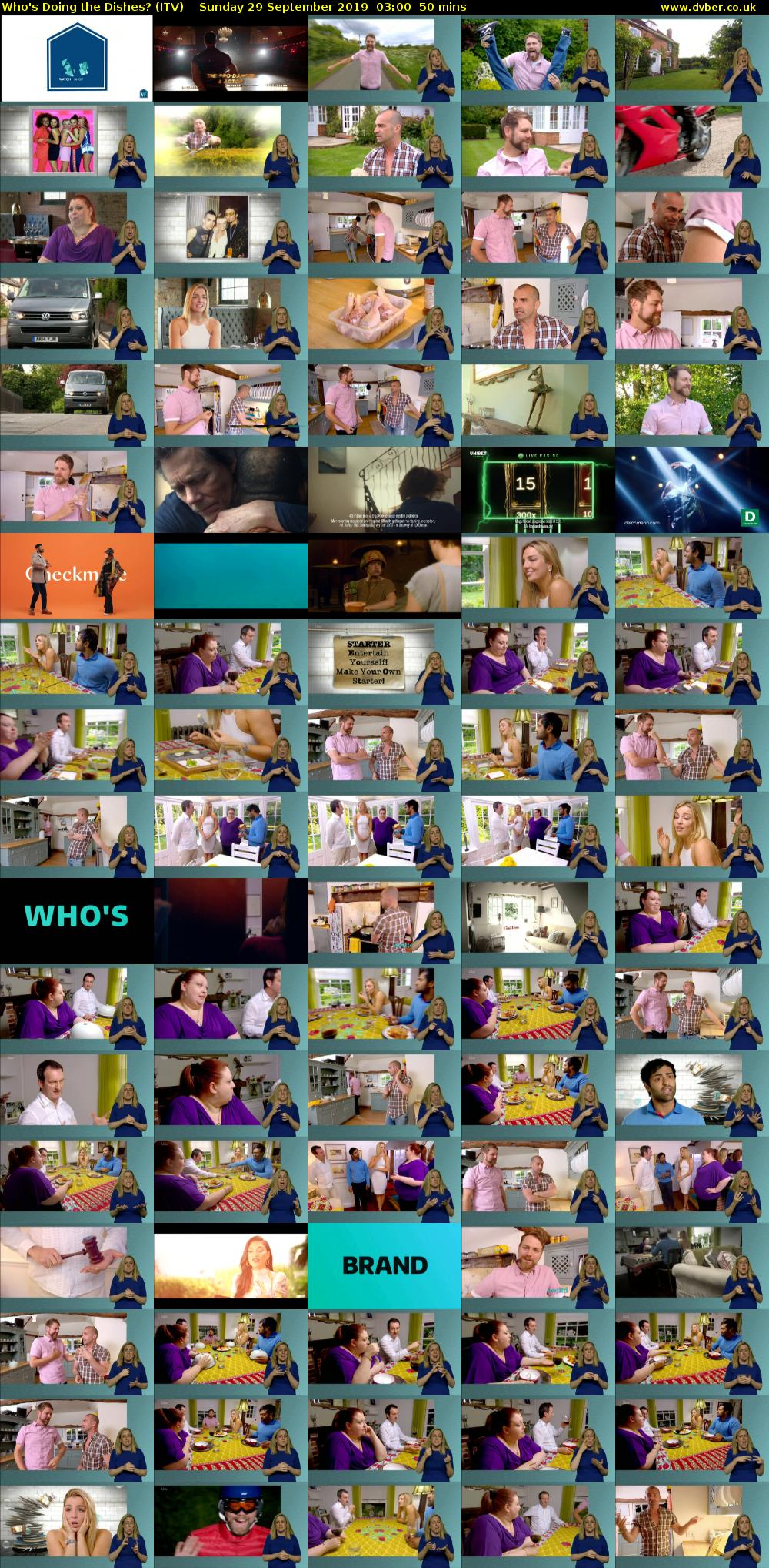 Who's Doing the Dishes? (ITV) Sunday 29 September 2019 03:00 - 03:50