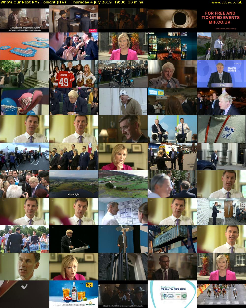 Who's Our Next PM? Tonight (ITV) Thursday 4 July 2019 19:30 - 20:00
