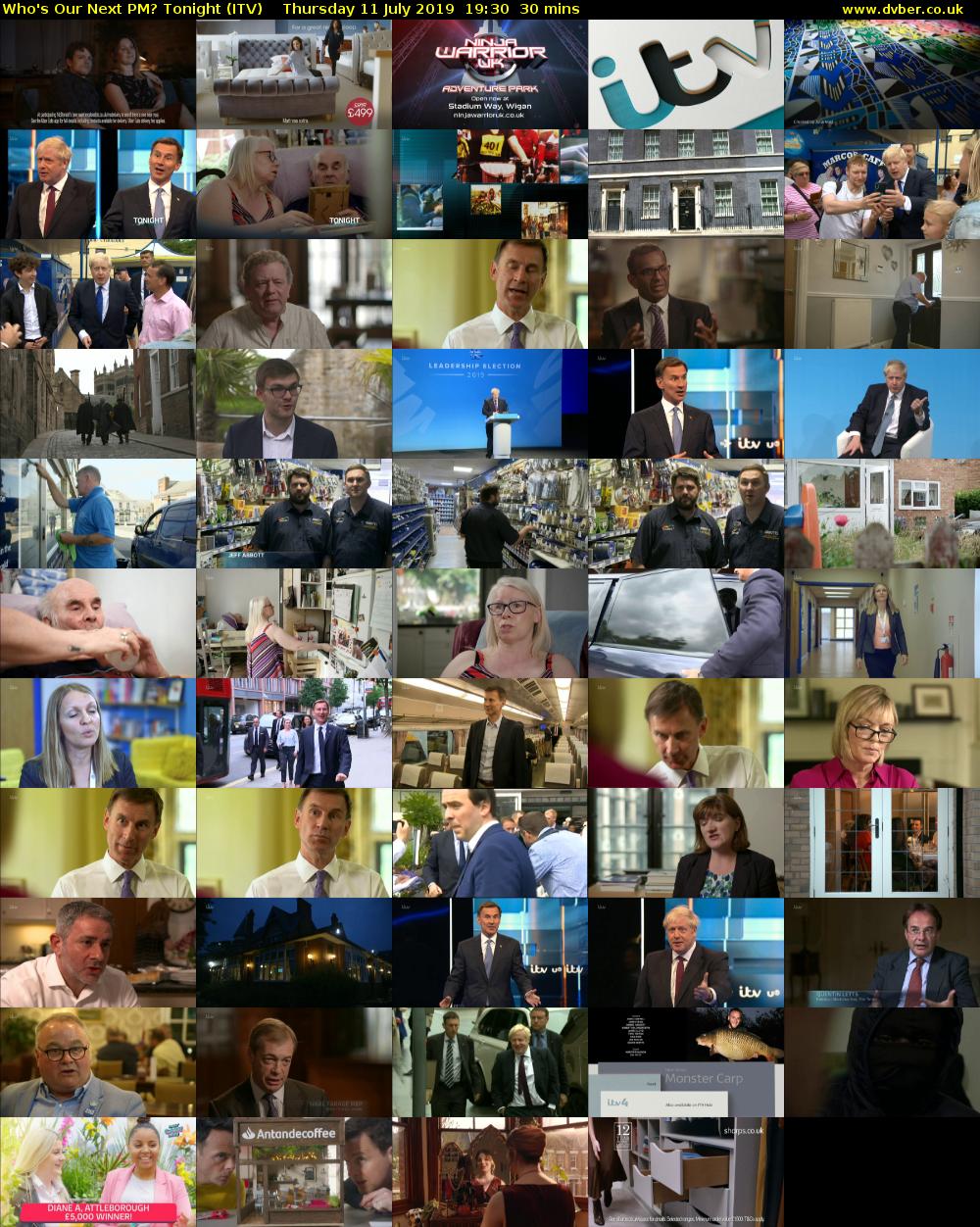 Who's Our Next PM? Tonight (ITV) Thursday 11 July 2019 19:30 - 20:00