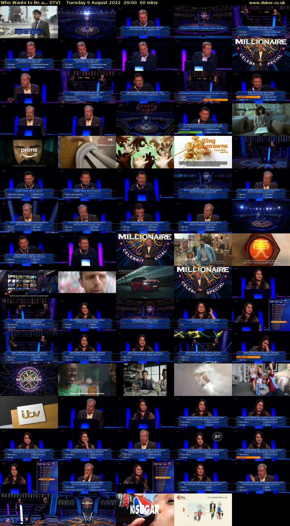 Who Wants To Be A... (ITV) Tuesday 9 August 2022 20:00 - 21:00