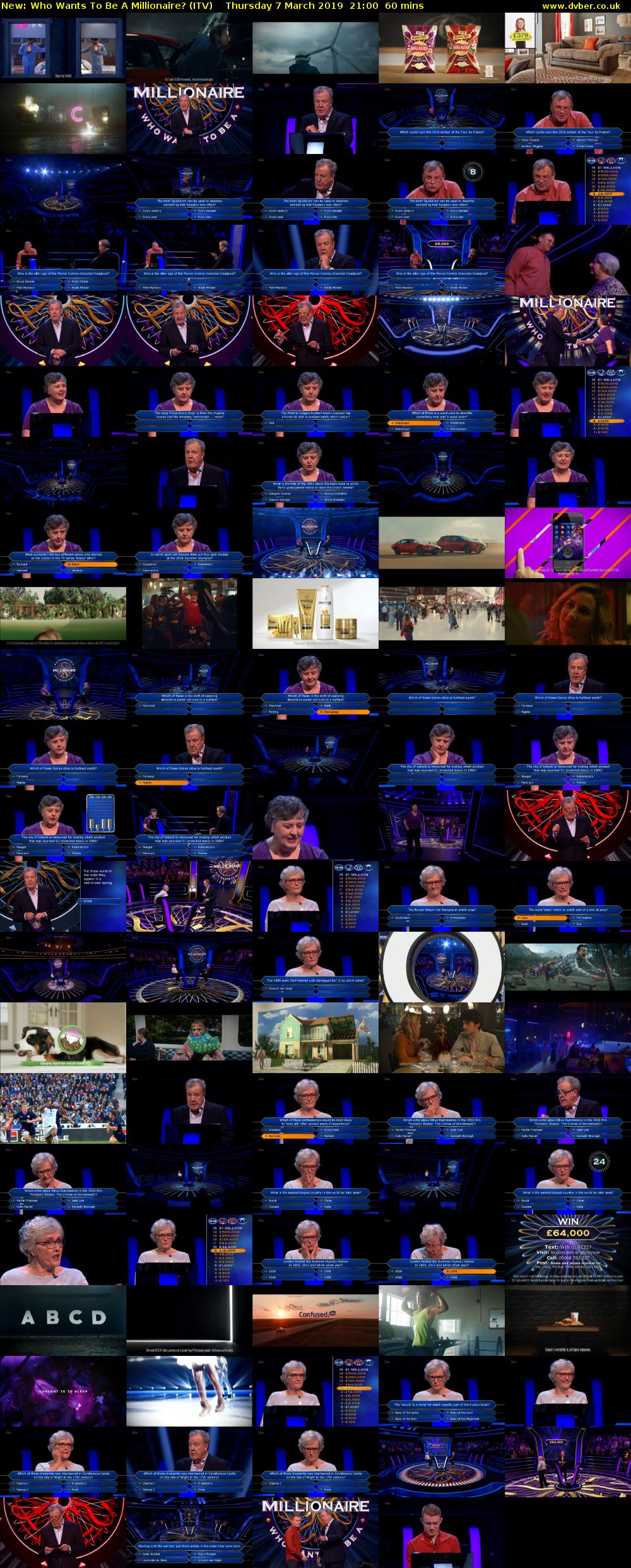 Who Wants To Be A Millionaire? (ITV) Thursday 7 March 2019 21:00 - 22:00