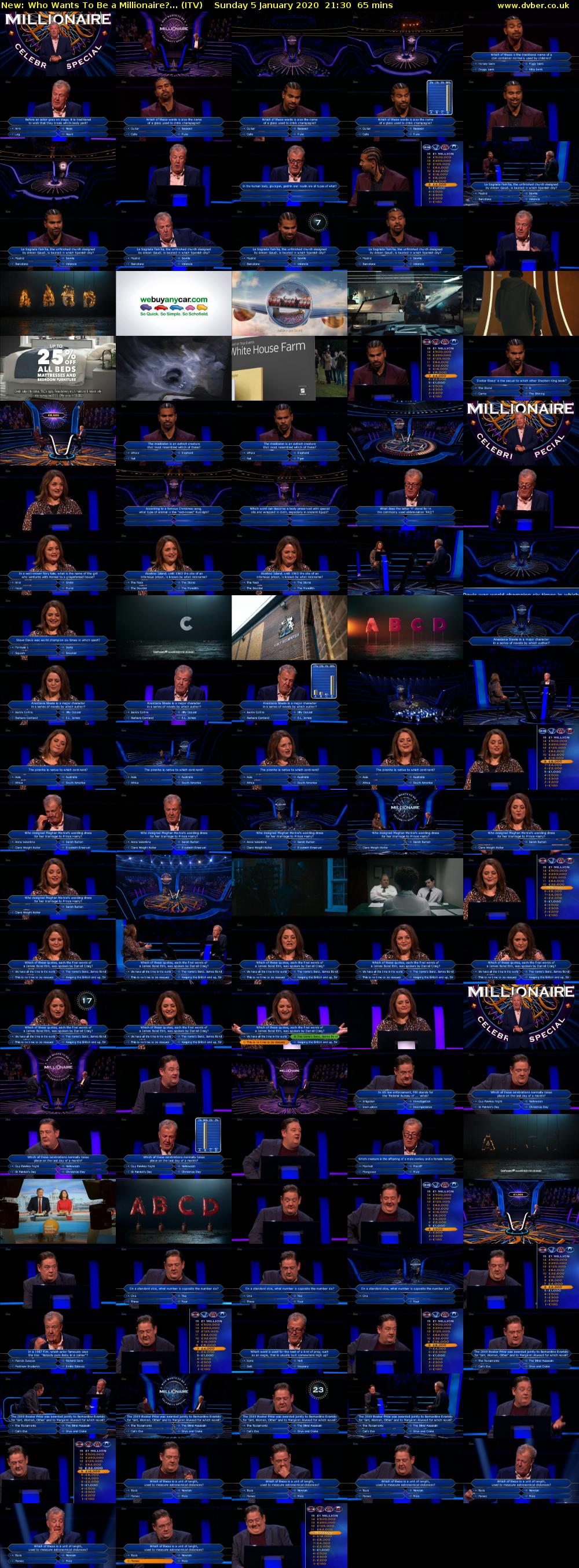 Who Wants To Be a Millionaire?... (ITV) Sunday 5 January 2020 21:30 - 22:35
