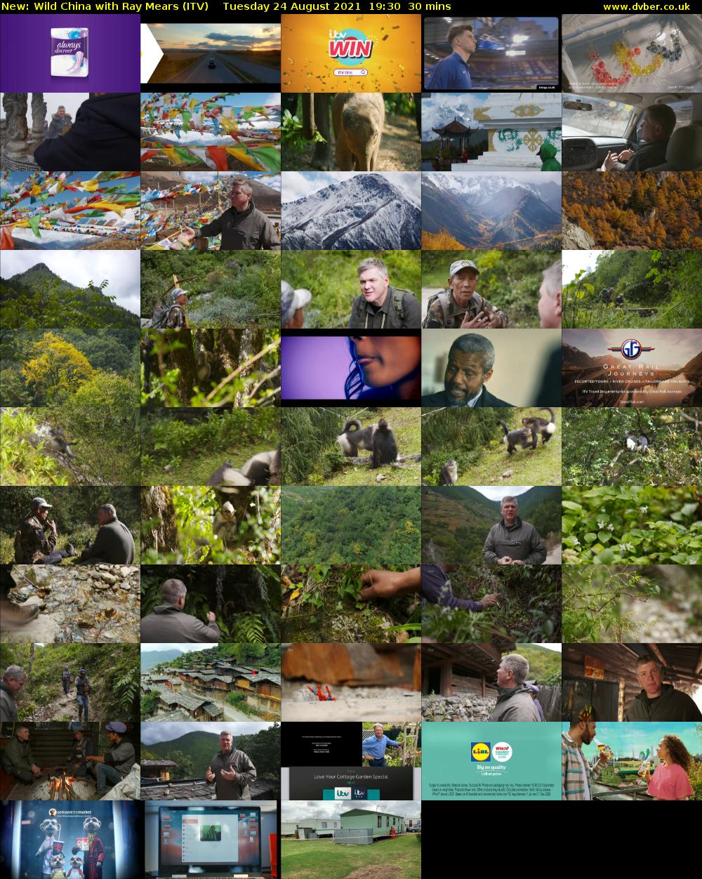 Wild China with Ray Mears (ITV) Tuesday 24 August 2021 19:30 - 20:00
