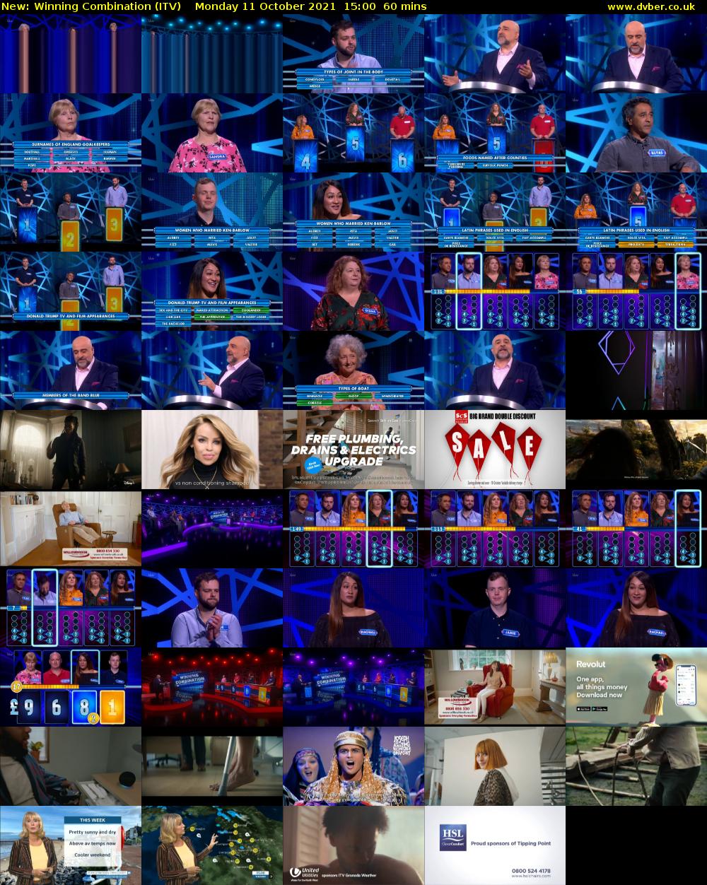 Winning Combination (ITV) Monday 11 October 2021 15:00 - 16:00