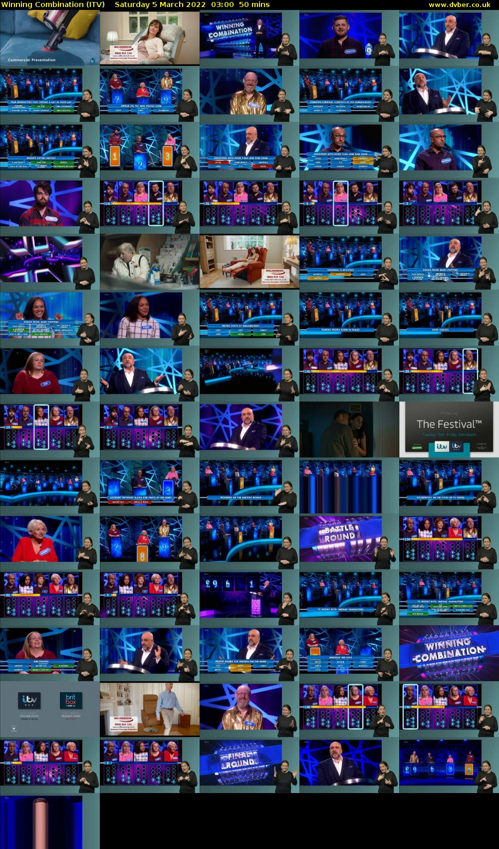 Winning Combination (ITV) Saturday 5 March 2022 03:00 - 03:50