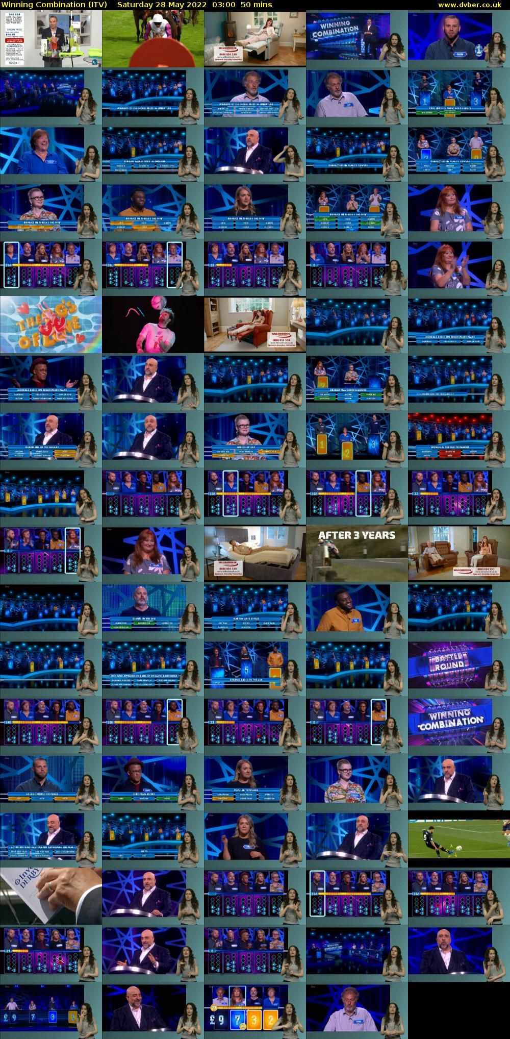 Winning Combination (ITV) Saturday 28 May 2022 03:00 - 03:50