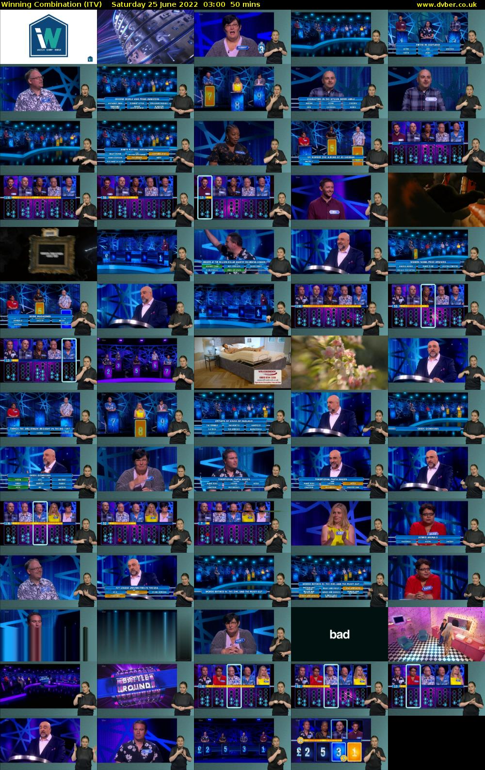 Winning Combination (ITV) Saturday 25 June 2022 03:00 - 03:50