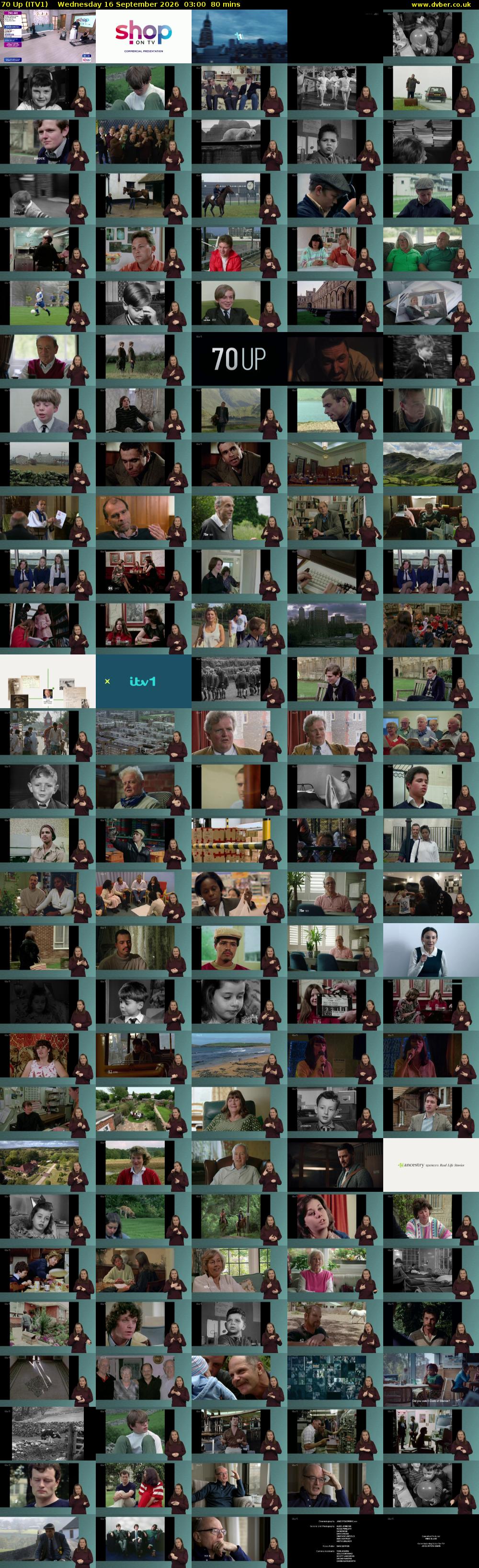 70 Up (ITV1) Wednesday 16 September 2026 03:00 - 04:20
