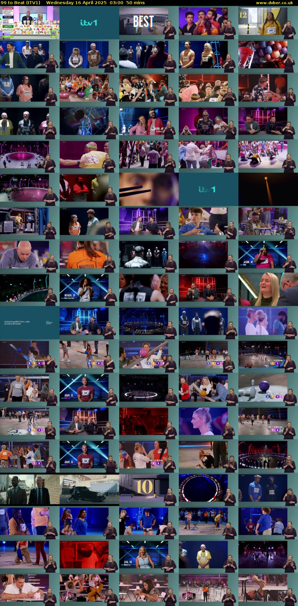 99 to Beat (ITV1) Wednesday 16 April 2025 03:00 - 03:50