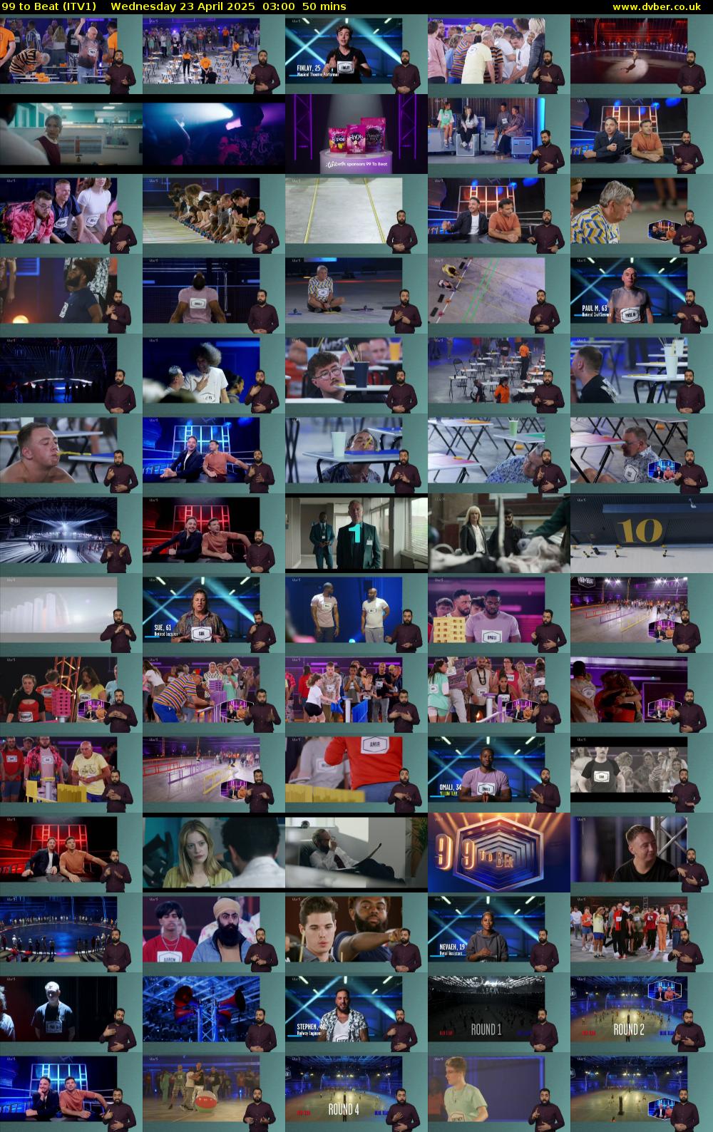 99 to Beat (ITV1) Wednesday 23 April 2025 03:00 - 03:50