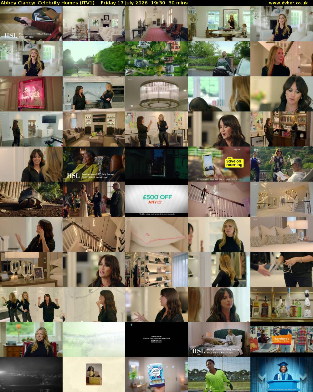Abbey Clancy: Celebrity Homes (ITV1) Friday 17 July 2026 19:30 - 20:00