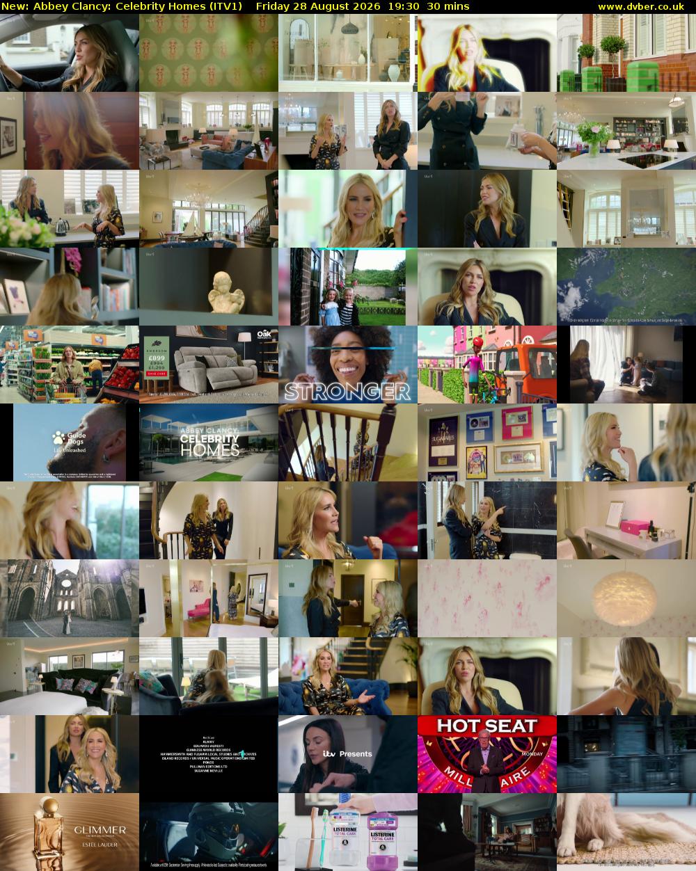 Abbey Clancy: Celebrity Homes (ITV1) Friday 28 August 2026 19:30 - 20:00