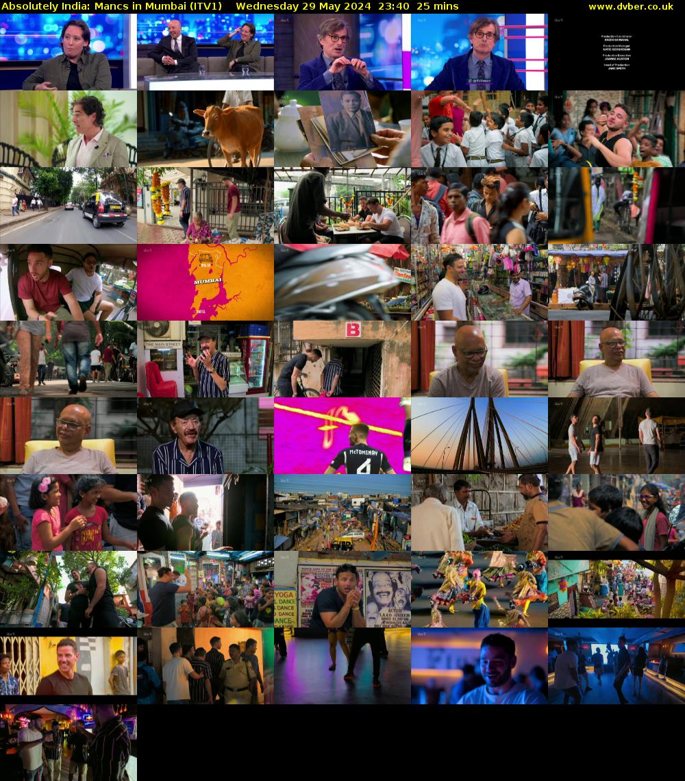 Absolutely India: Mancs in Mumbai (ITV1) Wednesday 29 May 2024 23:40 - 00:05