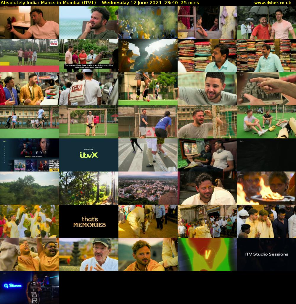 Absolutely India: Mancs in Mumbai (ITV1) Wednesday 12 June 2024 23:40 - 00:05
